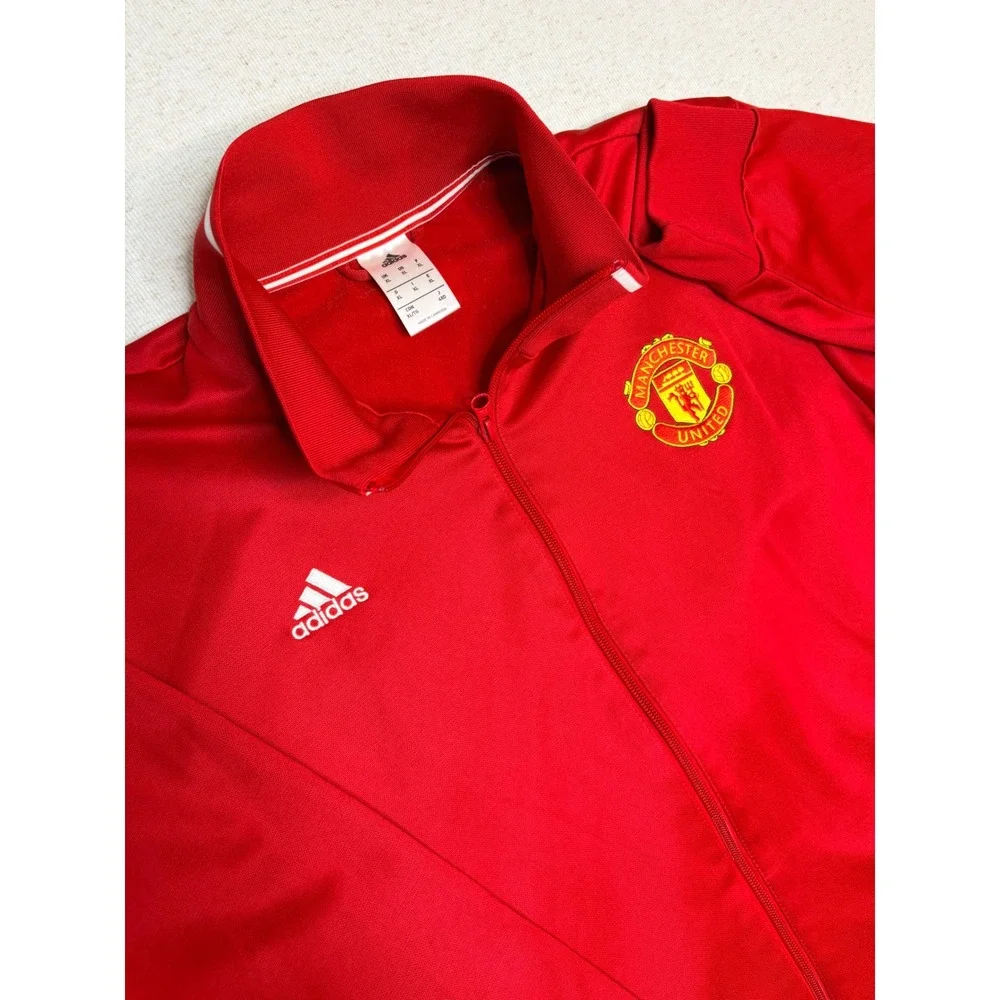 Adidas Manchester United Track Jacket Mens XL Red Full Zip Soccer Football Top